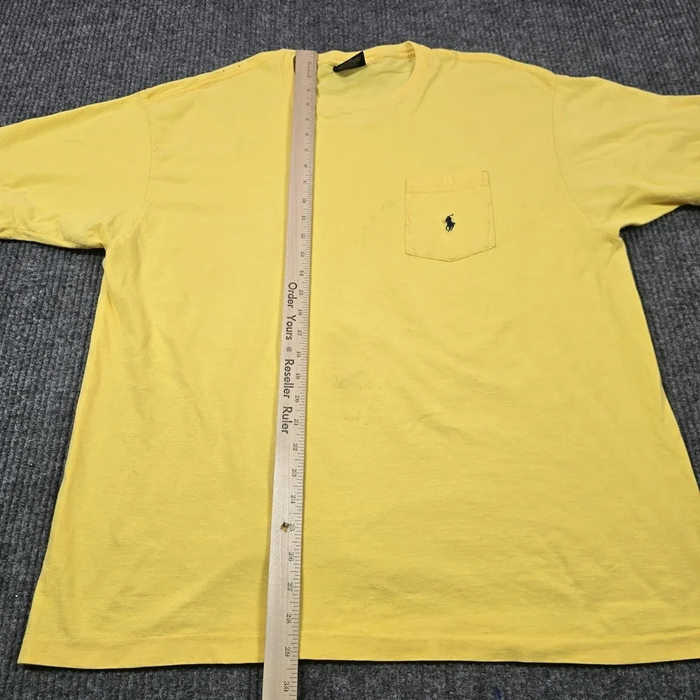 Vintage Polo By Ralph Lauren‎ Shirt Mens Large Yellow Pocket Pony Tee Made USA
